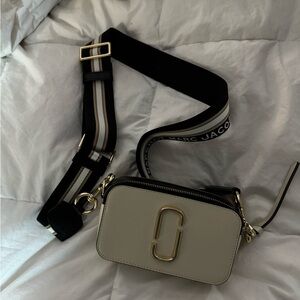 Marc Jacobs Black and Cream Crossbody Bag with Gold Accents
